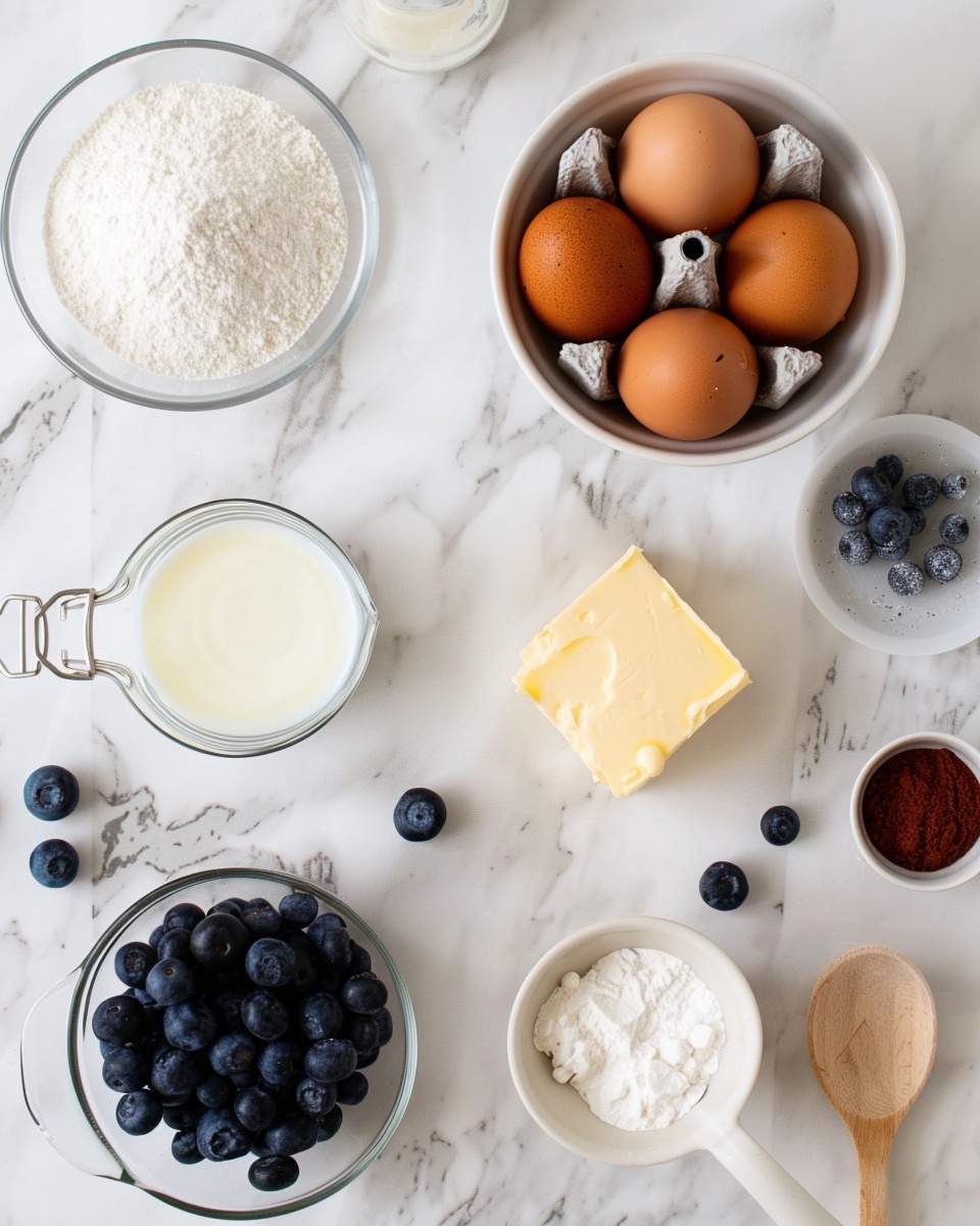 A single white plate presenting one thick slice of blueberry loaf cake, angled to reveal the soft, moist crumb dotted generously with plump blueberries creating purple swirls and pockets inside, the golden crust crisp and inviting, surrounded by fresh blueberries as a garnish, all set on a white marble surface with natural lighting highlighting the texture and vibrant colors, styled like a food blog serving, photo taken with an iphone --ar 4:5 --v 7