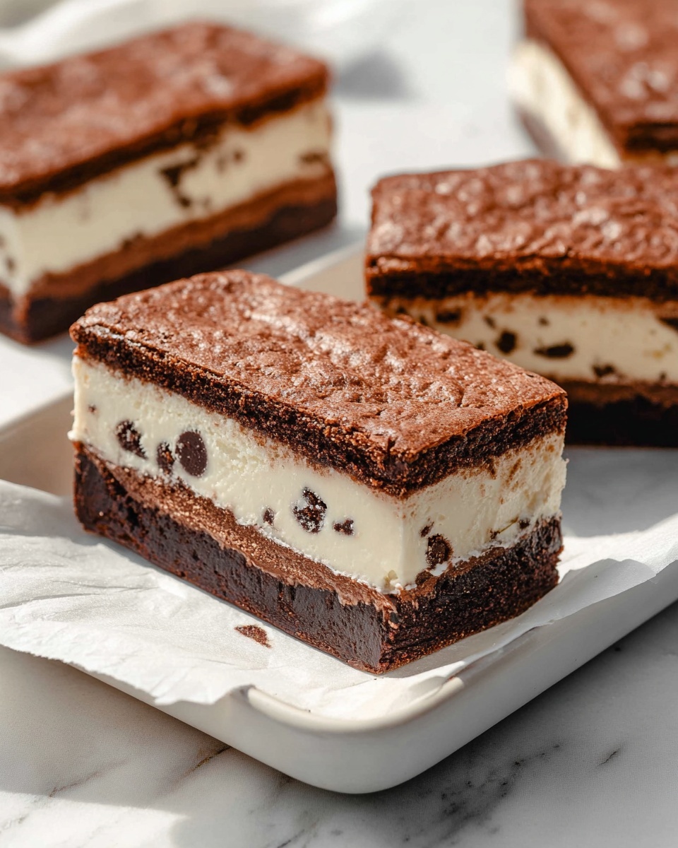 Ice Cream Sandwiches Made with Homemade Brownies Recipe