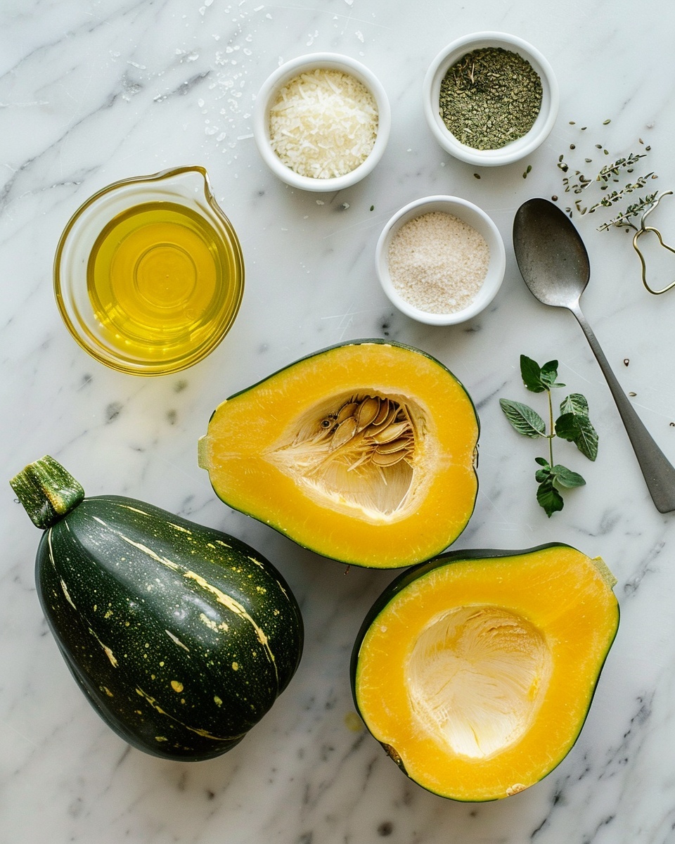Single white plate showing a close-up of a single roasted delicata squash ring seasoned with herbs and finely grated Parmesan cheese, the vibrant golden-orange interior texture glistening with a light crisp crust, sprinkled with fresh chopped parsley, natural lighting highlighting the tender, caramelized surface and subtly charred edges, white marble surface background, intimate styled serving photo taken with an iphone --ar 4:5 --v 7