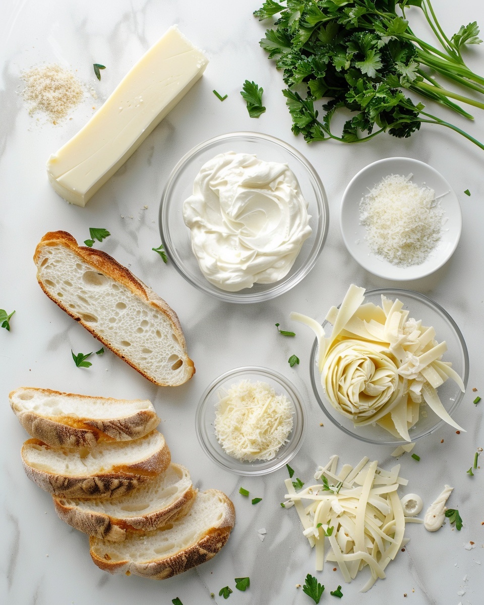 Creamy Artichoke Bruschetta Recipe 5 Single white plate holding one toasted baguette slice topped with a creamy, golden-browned cheese spread, finely chopped parsley sprinkled on top, close-up angled view revealing the slightly crispy bread texture beneath the rich, fluffy cheese layer, steam gently rising, minimalistic white marble background, natural lighting, styled like a food blog individual serving photo taken with an iphone --ar 4:5 --v 7