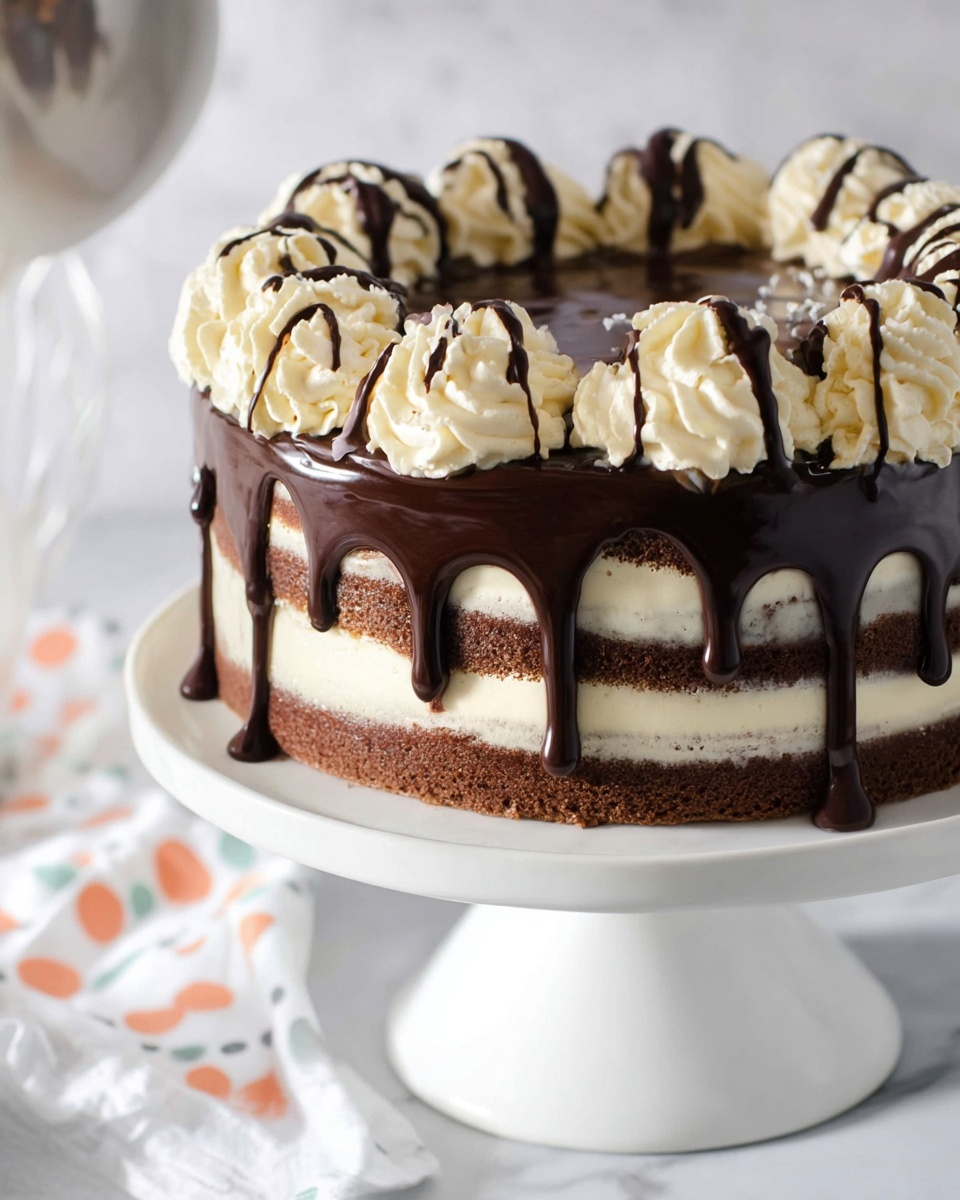 Chocolate Chip Cookie Cake with Cream Cheese Frosting and Chocolate Ganache Recipe